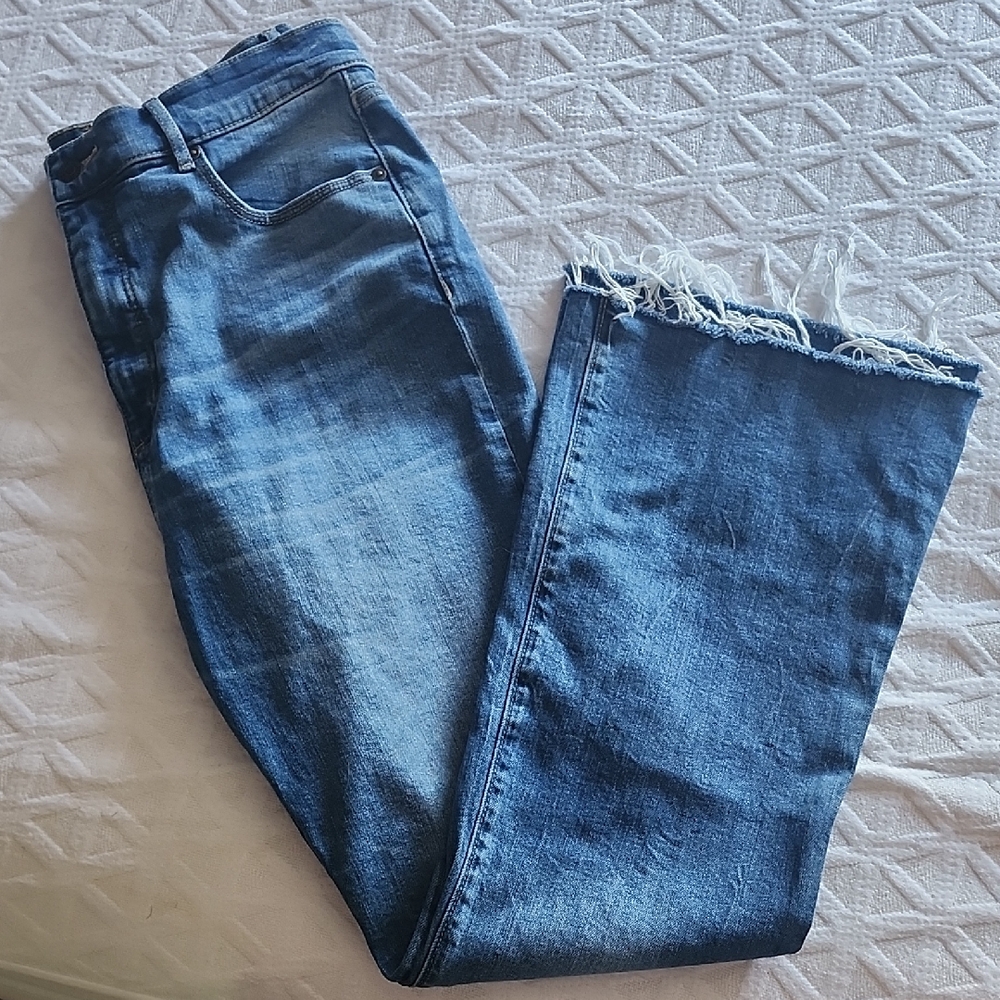 LOFT Flare Leg Distresaed Blue Jeans